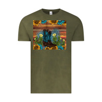 Vintage Olive boot cactus sunflower gemstone Vintage Tee - AdoDesignShop