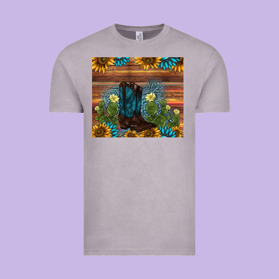 Boot Cactus Sunflower Gemstone Vintage Tee Designed By Adodesignshop