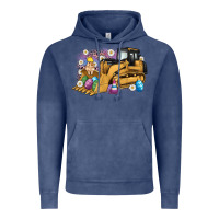 Vintage Denim easter bulldozer bunny egg leopard Vintage Hoodie - Artiststas
