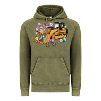 Vintage Olive easter bulldozer bunny egg leopard Vintage Hoodie - Artiststas