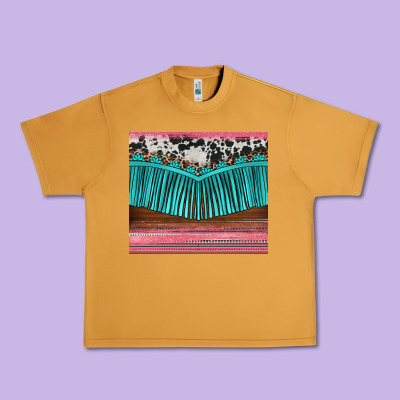 Western Fringe Cowhide Leopard Urban Heavy Tee Designed By Barkaloodesign