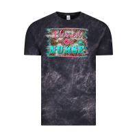 Cloud Black western blessed nurse pink floral arrow  background Vintage Tee - BarkalooDesign