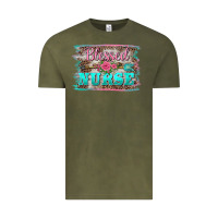 Western Blessed Nurse Pink Floral Arrow  Background Vintage Tee | Teevron