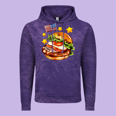 American Flag And Hamburger Vintage Hoodie Designed By Adodesignshop
