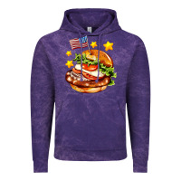 Cloud Purple american flag and hamburger Vintage Hoodie - AdoDesignShop