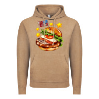 Vintage Coffee american flag and hamburger Vintage Hoodie - AdoDesignShop