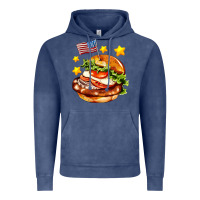 Vintage Denim american flag and hamburger Vintage Hoodie - AdoDesignShop
