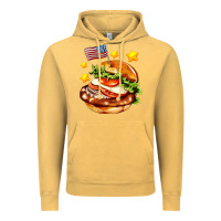 Vintage Mustard american flag and hamburger Vintage Hoodie - AdoDesignShop
