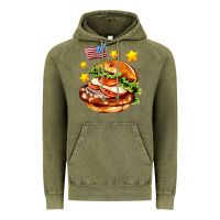 Vintage Olive american flag and hamburger Vintage Hoodie - AdoDesignShop