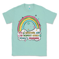 Seafoam beautiful day to respect pronouns Classic Tee - MaliasSmallBusiness