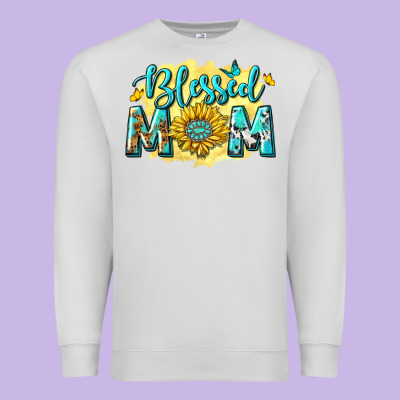 Blessed Mom With Sunflowers Premium Sweatshirt Designed By Texasbilliewilder