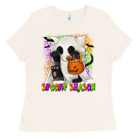 Bone Spooky Season Ghost Cat Ladies Tee - texasbilliewilder