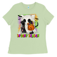 Matcha Spooky Season Ghost Cat Ladies Tee - texasbilliewilder