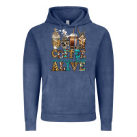 Vintage Denim coffee makes me feel alive skeleton coffee cups Vintage Hoodie - Jasminsmagicworld