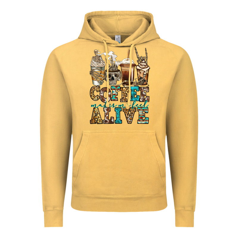 Coffee Makes Me Feel Alive Skeleton Coffee Cups Vintage Hoodie by Jasminsmagicworld | Teevron