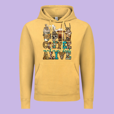 Coffee Makes Me Feel Alive Skeleton Coffee Cups Vintage Hoodie Designed By Jasminsmagicworld