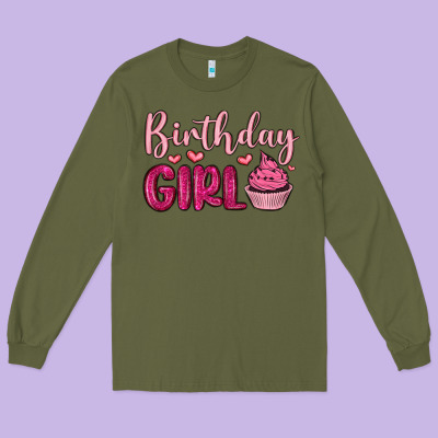 Birthday Girl Cupcake Long Sleeve Tee Designed By Maliassmallbusiness