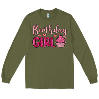 Army Green birthday girl cupcake Long Sleeve Tee - MaliasSmallBusiness