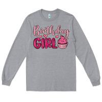Heather Grey birthday girl cupcake Long Sleeve Tee - MaliasSmallBusiness