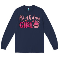 Navy birthday girl cupcake Long Sleeve Tee - MaliasSmallBusiness