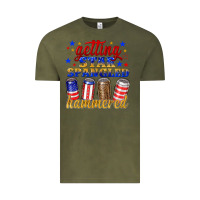 Vintage Olive getting star spangled hammered Vintage Tee - NancyCooperArtShop
