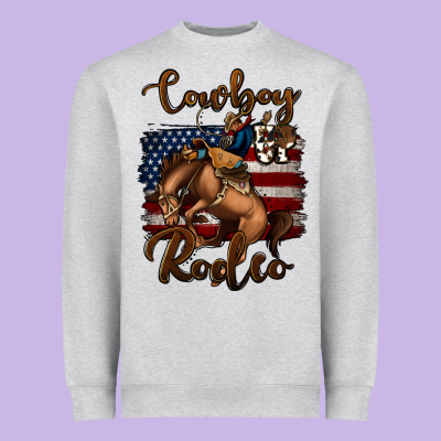 Cowboy Up Rodeo Bucking Bronco Heavyweight Sweatshirt Designed By Jasminsmagicworld