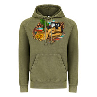 Vintage Olive bulldozer leopard cactus sunflower Vintage Hoodie - Artiststas