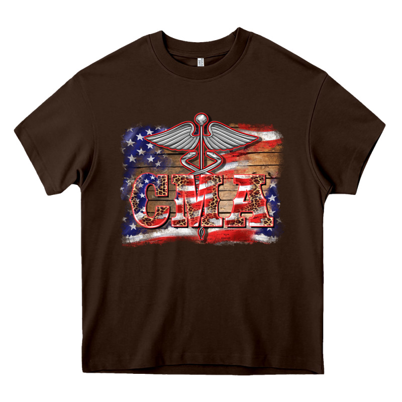 Patriotic Nurse Certified Medical Assistant Medilcal Symbol Background Heavy Core Tee by BarkalooDesign | Teevron