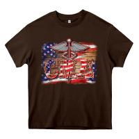 Chocolate Brown patriotic nurse certified medical assistant medilcal symbol background Heavy Core Tee - BarkalooDesign