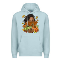 Blue Mist Fall with black girl Premium Hoodie - NancyCooperArtShop