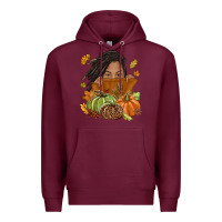 Burgundy Fall with black girl Premium Hoodie - NancyCooperArtShop