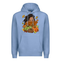 Colony Blue Fall with black girl Premium Hoodie - NancyCooperArtShop