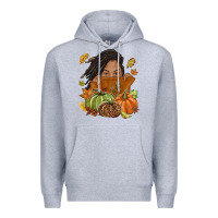Heather Grey Fall with black girl Premium Hoodie - NancyCooperArtShop