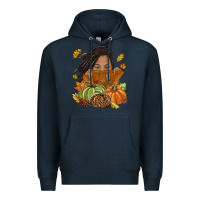 Navy Fall with black girl Premium Hoodie - NancyCooperArtShop
