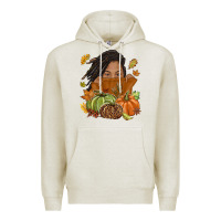 Oatmeal Heather Fall with black girl Premium Hoodie - NancyCooperArtShop