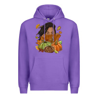 Purple Fall with black girl Premium Hoodie - NancyCooperArtShop