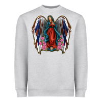 Heather Grey Angel Wing Lady of Guadalupe 4th of July Heavyweight Sweatshirt - Jasminsmagicworld