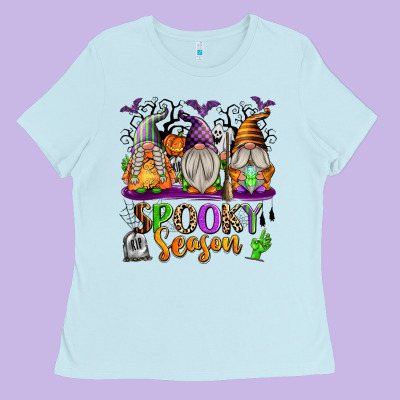 Spooky Season Gnomes Ladies Tee Designed By Texasbilliewilder