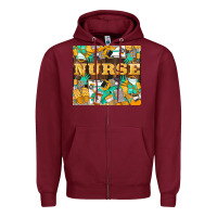 Burgundy Green And Yellow Nurse Zipper Hoodie - LillyAllenDesigns
