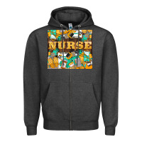 Charcoal Heather Green And Yellow Nurse Zipper Hoodie - LillyAllenDesigns