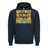 Navy Green And Yellow Nurse Zipper Hoodie - LillyAllenDesigns