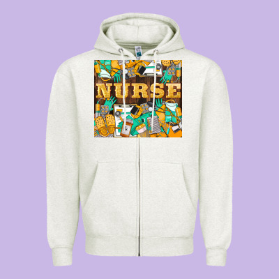 Green And Yellow Nurse Zipper Hoodie Designed By Lillyallendesigns
