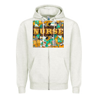Oatmeal Heather Green And Yellow Nurse Zipper Hoodie - LillyAllenDesigns
