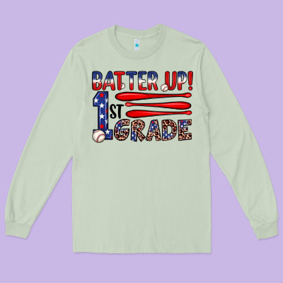 Batter Up 1st Grade Long Sleeve Tee Designed By Jahusdesignshop