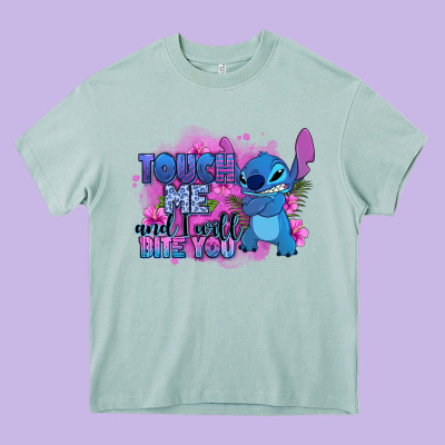 Touch Me And I Will Bite You Stitch Heavy Core Tee Designed By Zillion Design Studio