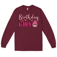 Burgundy birthday girl cupcake Long Sleeve Tee - MaliasSmallBusiness