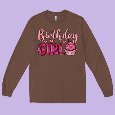 Birthday Girl Cupcake Long Sleeve Tee Designed By Maliassmallbusiness