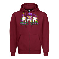 Burgundy mardi gras celebration with teeth Zipper Hoodie - LillyAllenDesigns
