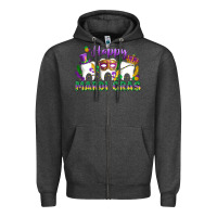 Charcoal Heather mardi gras celebration with teeth Zipper Hoodie - LillyAllenDesigns