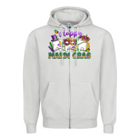 Dove Grey mardi gras celebration with teeth Zipper Hoodie - LillyAllenDesigns